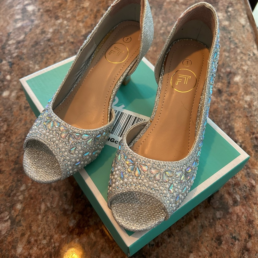 Glittering Silver Kids' Dress Shoes